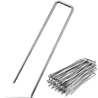 GardenGloss Grapas de Sujeción de Acero Galvanizado para Suelos Extremadamente Duros - 200 MM de Largo- 25 MM de Ancho…